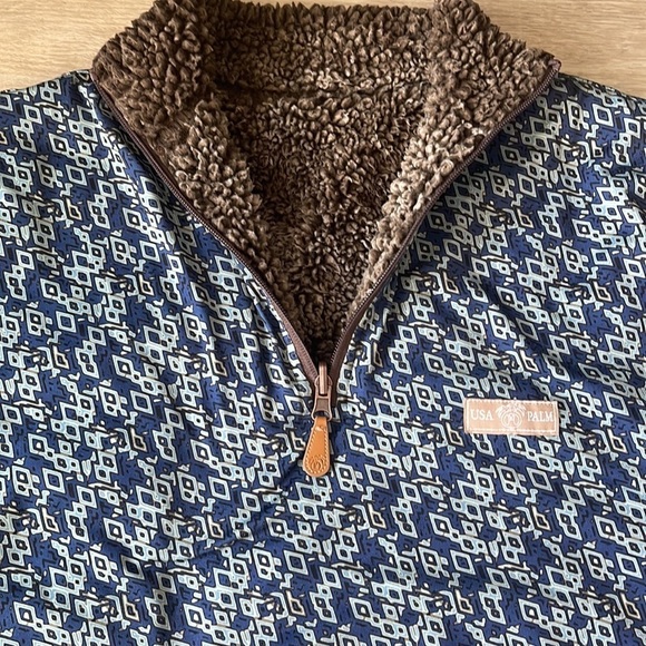 USA PALM Reversible Sherpa 1/4 zip sz M-L - Picture 4 of 9